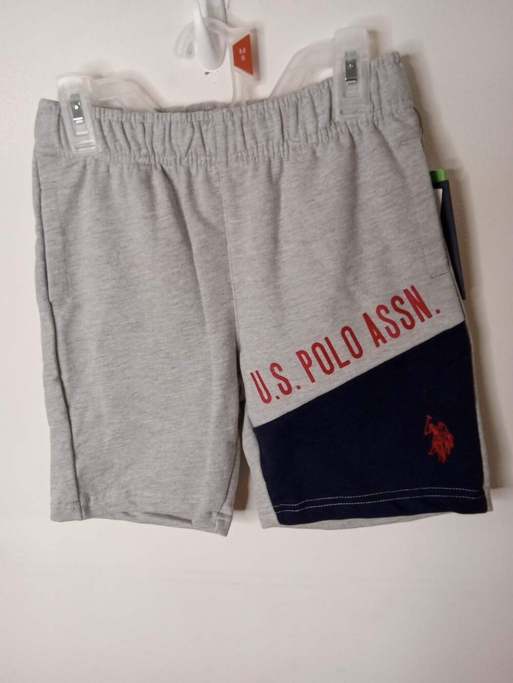 NWT U.S. Polo Assn. Boys Size M Contrast Splice Shorts Terry Grey. Athleisure